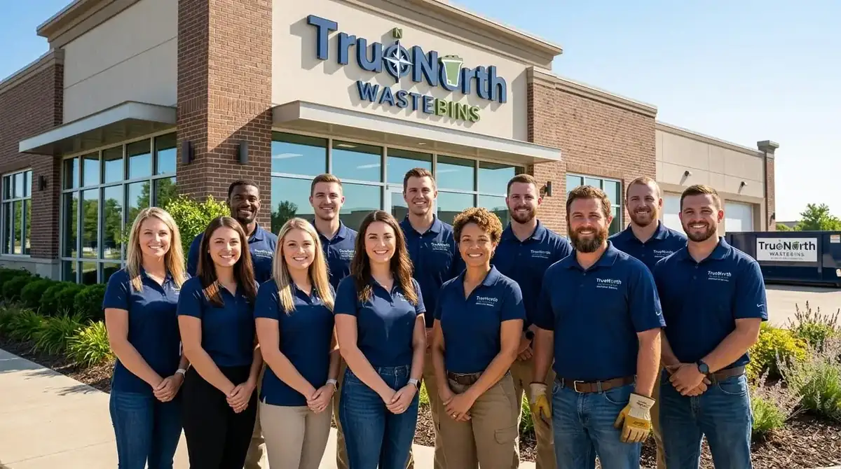 The True North Waste Bins team standing in front of the office